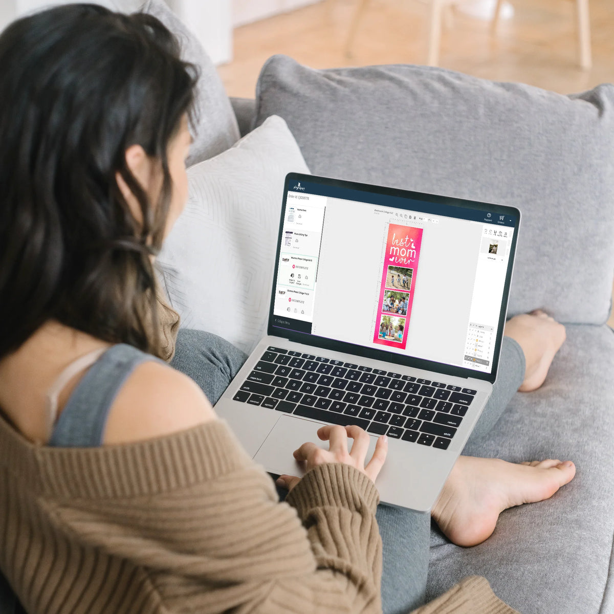 Edit photo bookmark template from computer using Chrome browser