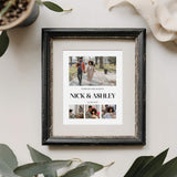 Framed photo collage with props