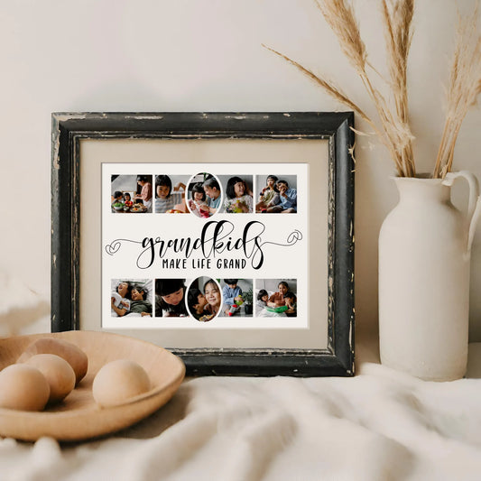 Easy DIY Grandkids Photo Grid Collage Personalized Gift for Christmas