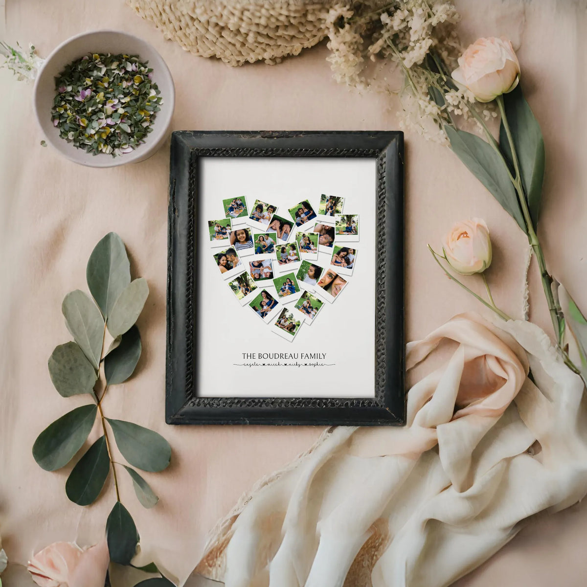 Photo Collage Poster Heart Template Personalized Gift for Him