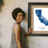 Blue California Where We Got Engaged Map Template DIY Gift