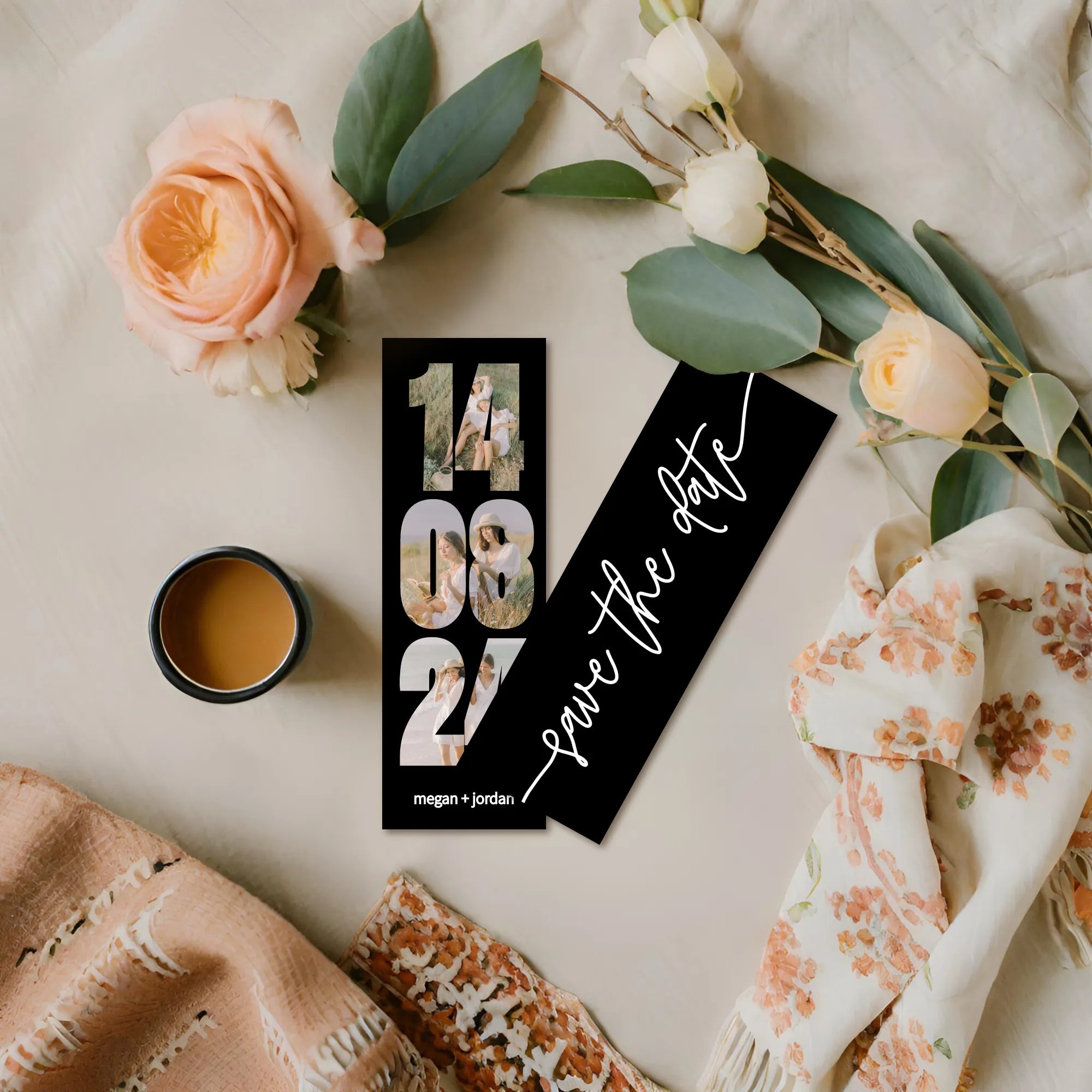 Editable Save the Date Bookmark Template Personalized Wedding by Playful Pixie Studio