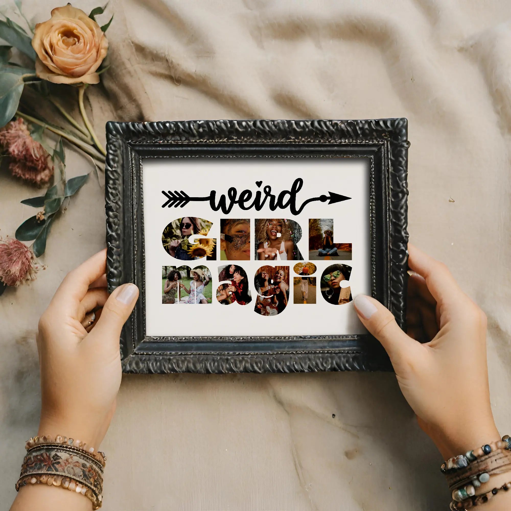 Editable Weird Girl Photo Collage Template DIY Gift for Bestie by Playful Pixie Studio