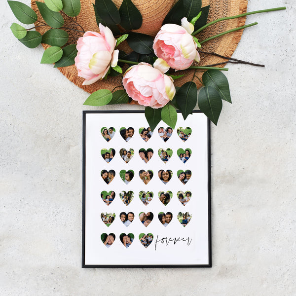 Personalized Gift Editable Heart Grid Collage