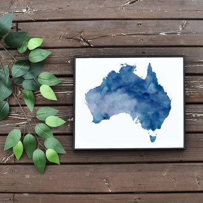 Easy Printable Blue Australia Map Wall Art by Playful Pixie Studio