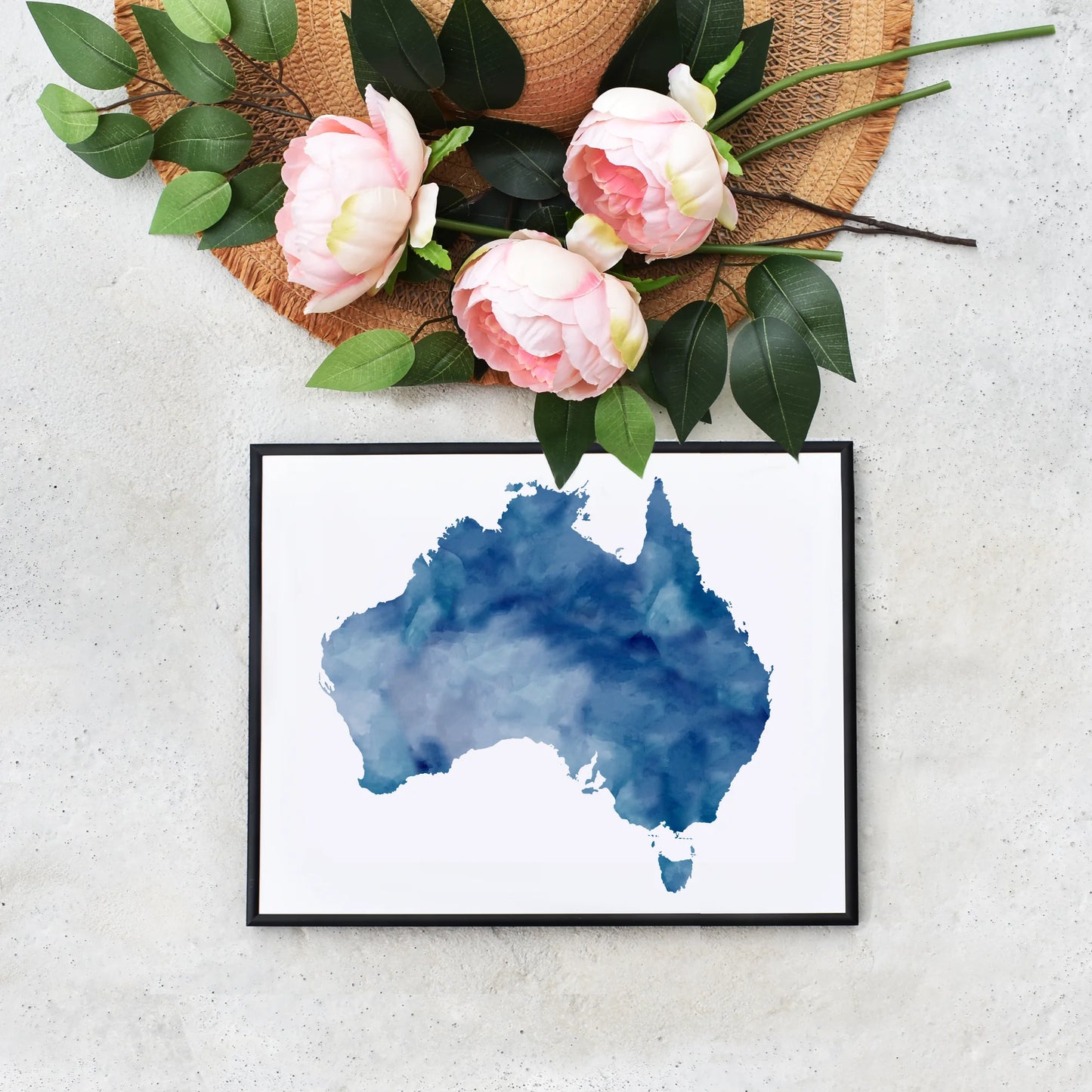Easy Print Yourself Blue Australian Map Above Bed Art Large Wall Art Prints