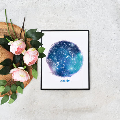 Easy Printable Scorpio Constellation Star Sign Art Digital Art Download