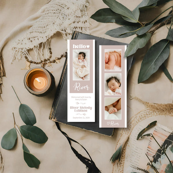 Birth Reveal Editable Bookmark Template