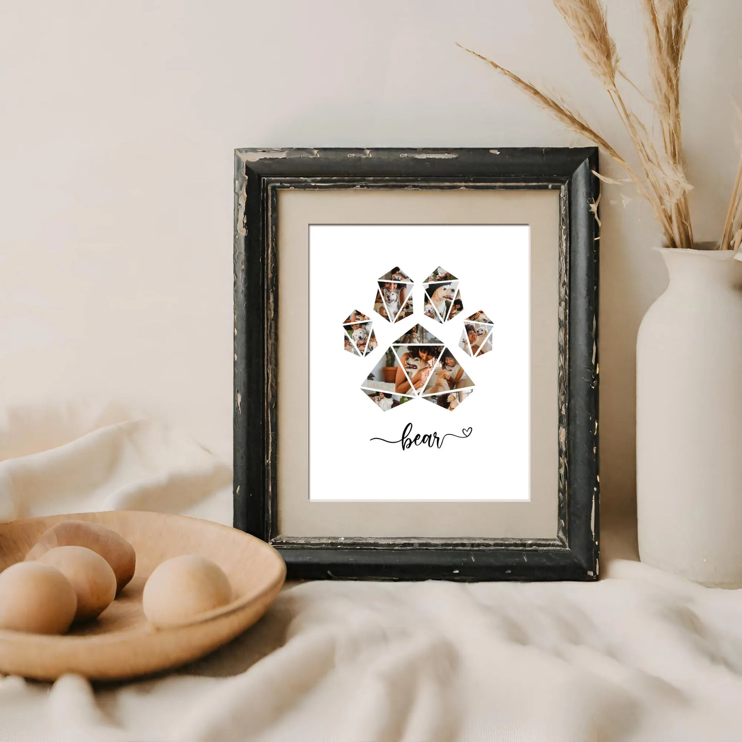 DIY Dog Paw Print Collage Template Personalized Pet Memorial Gift