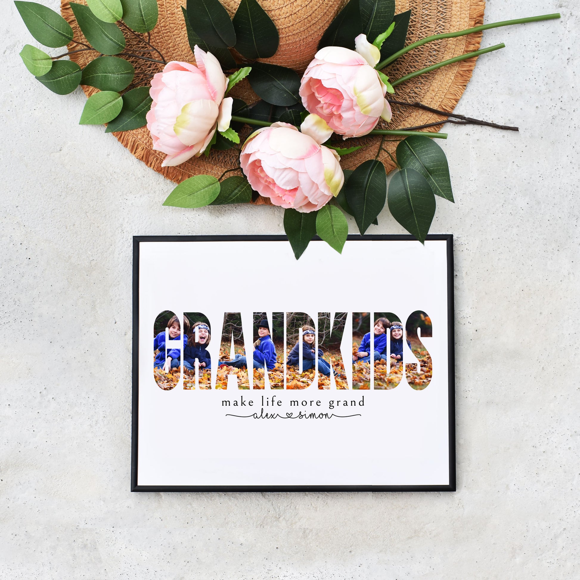 Easy Self Editable Grandkids Word Photo Collage Budget Friendly Gift
