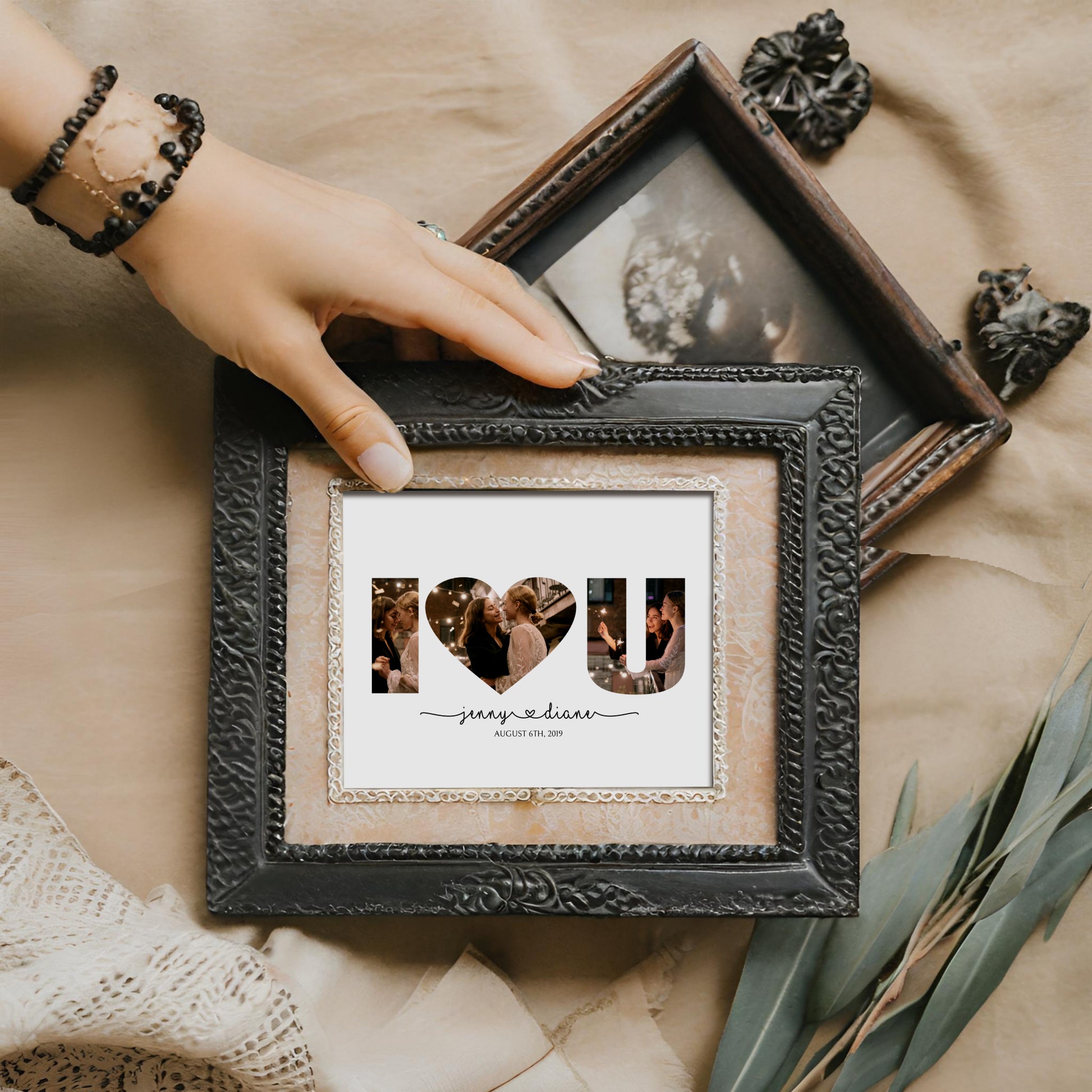 I Heart U Picture Collage Template Wall Decor Custom Christmas Present