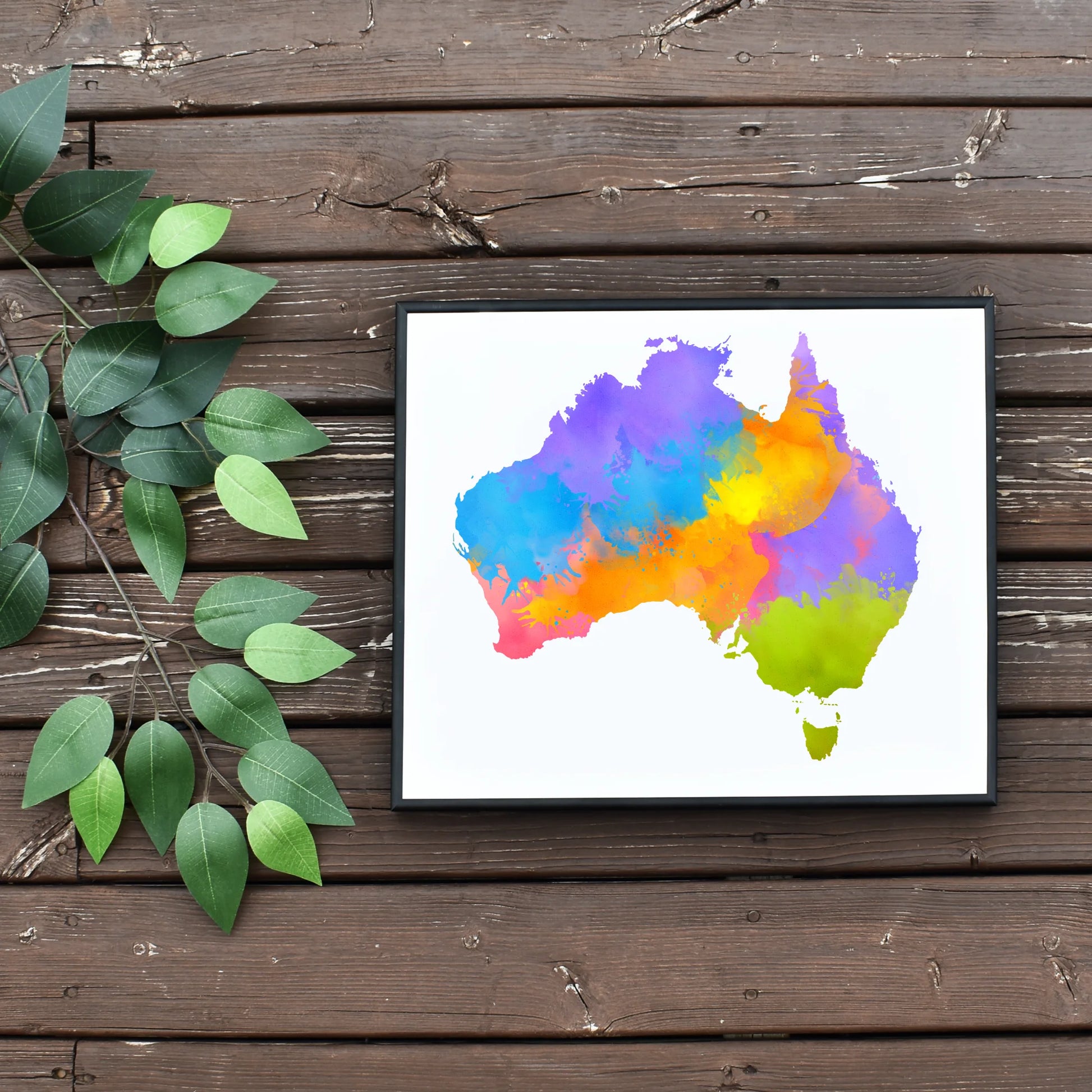 Easy Printable Rainbow Australian Map Large Wall Art Prints