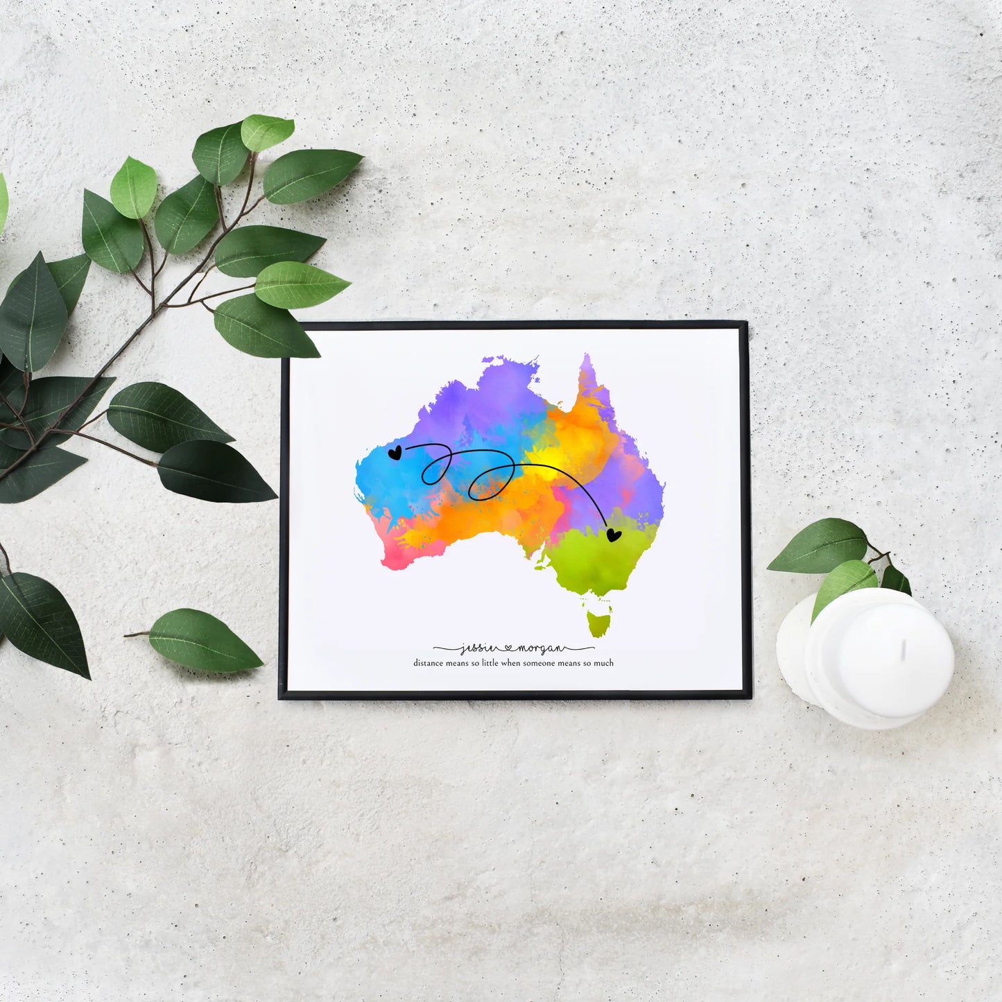 Editable Australia Love Map Long Distance Anniversary Gifts for Him