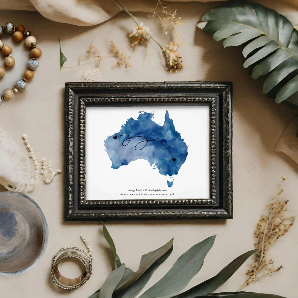 Navy Australia Map Editable Map Long Distance Relationship Gift