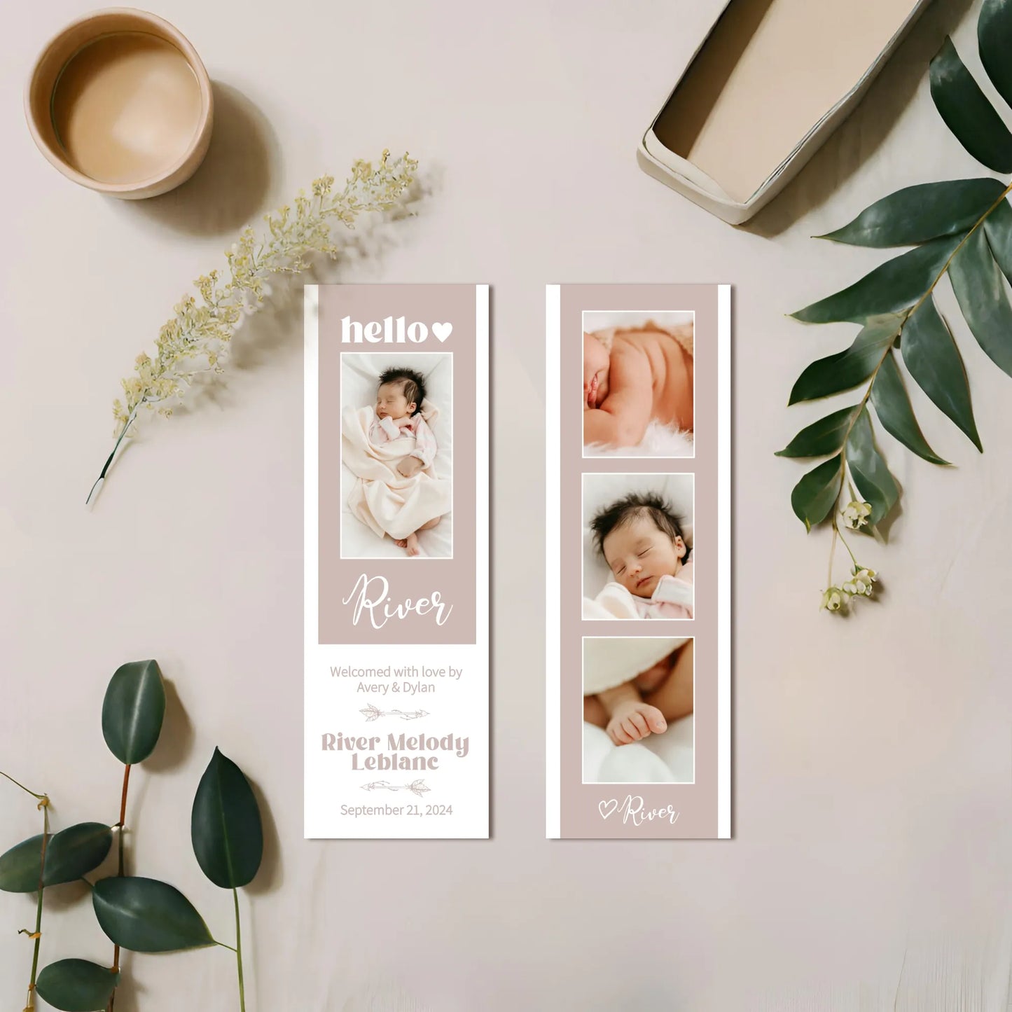 Baby Announcement Photo Bookmark Template