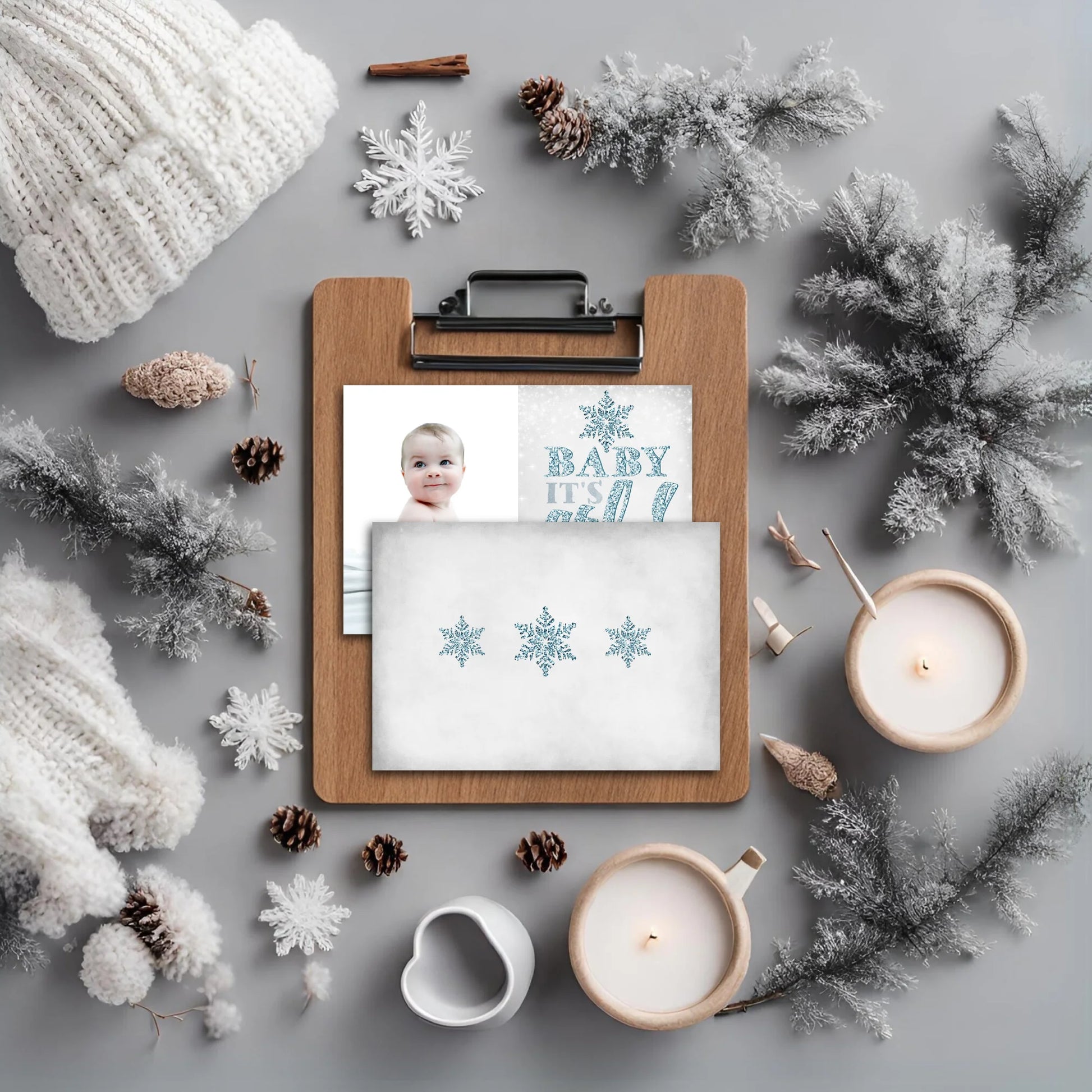 DIY Baby Its Cold Outside Editable Holiday Card Template Personalized Photo Greeting