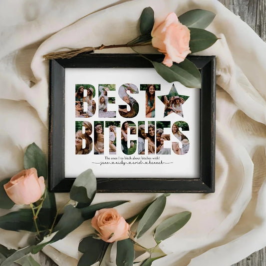 Editable Best Bitches Photo Collage Template Best Friend Birthday Gift by Playful Pixie Studio