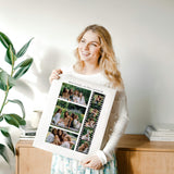 Woman holding photo collage