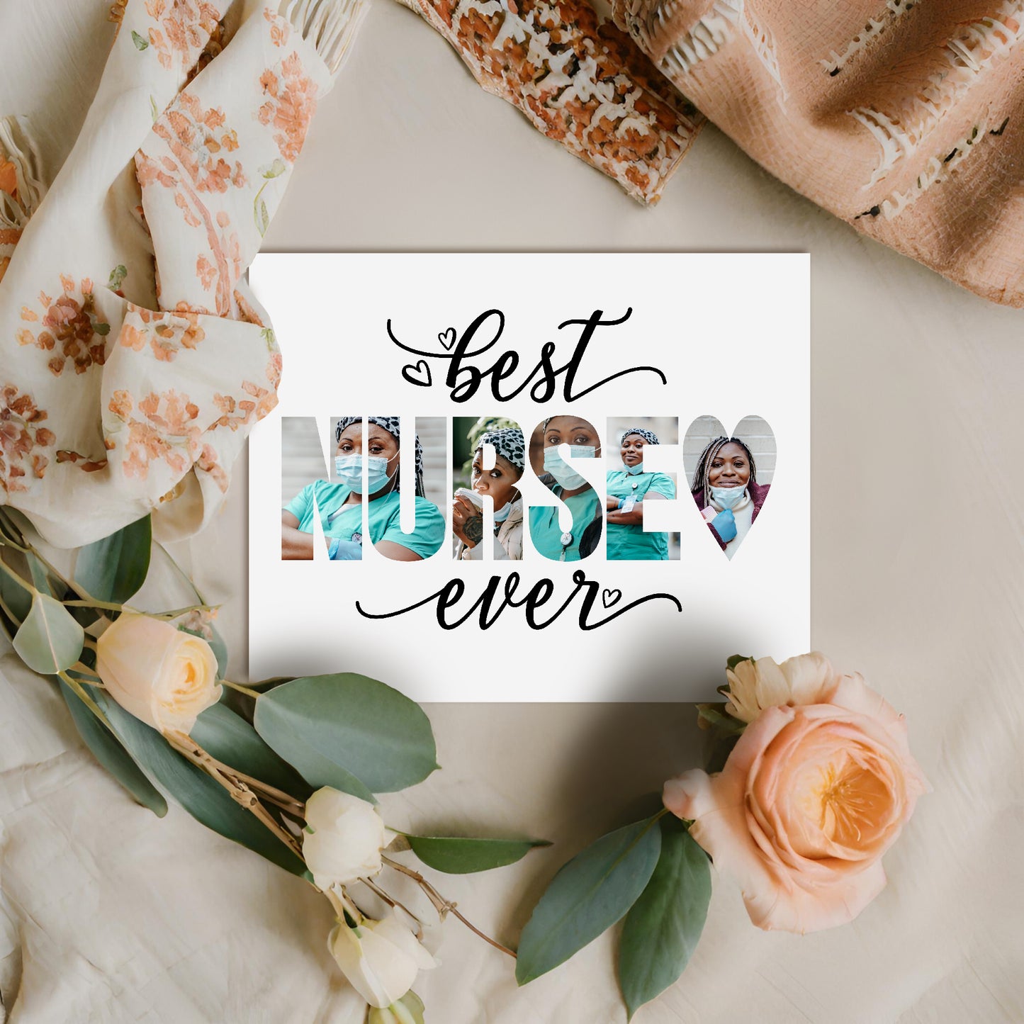 Editable Best Nurse Ever Photo Collage Template by Playful Pixie Studio
