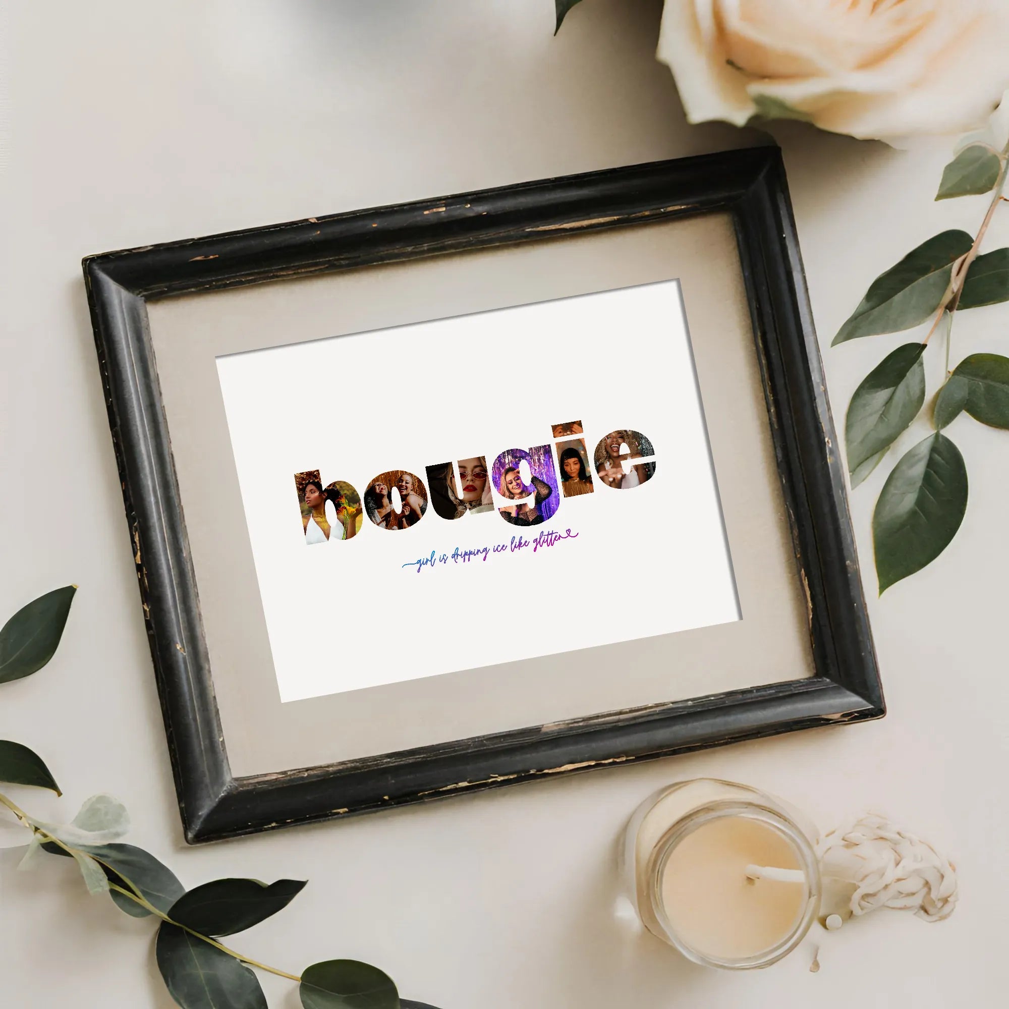 Bougie Editable Picture Collage Template Personalized Gift