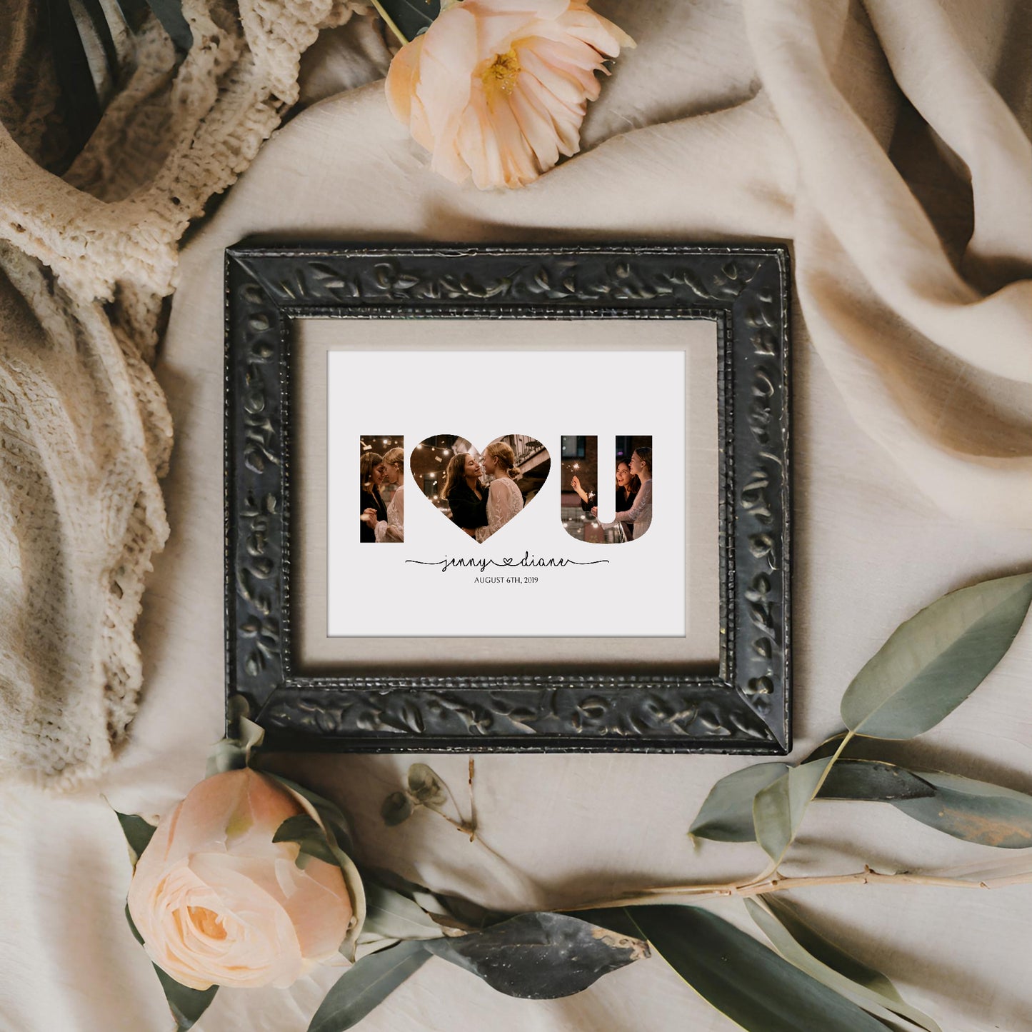 I Heart You Photo Collage Template DIY Personalized Birthday Present
