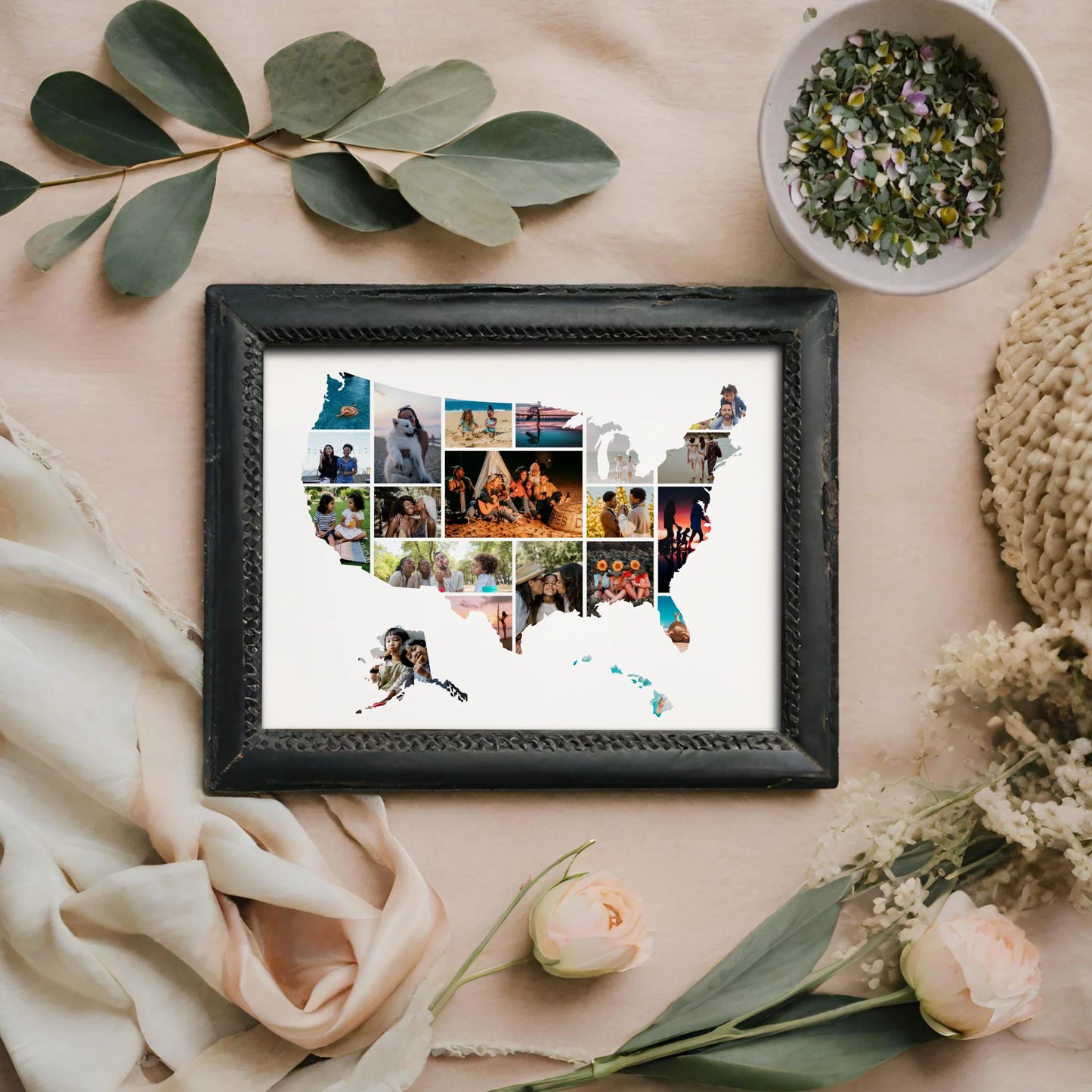 Editable USA Photo Collage Template Map DIY Gift by Playful Pixie Studio