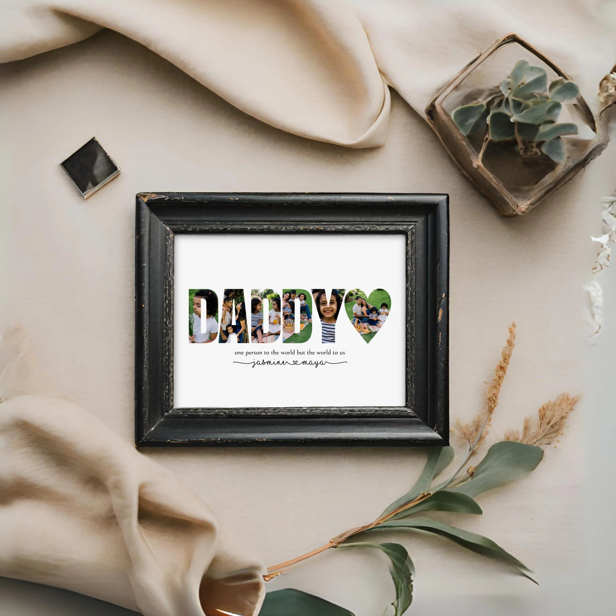 DIY Editable Daddy Photo Collage Custom Christmas Gift for Dad