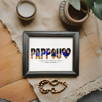 Editable Pappou Photo Collage Template Personalized Fathers Day Gift for Grandad