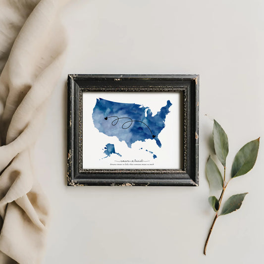 Editable Blue USA Map Template Personalized Moving Away Gift by Playful Pixie Studio