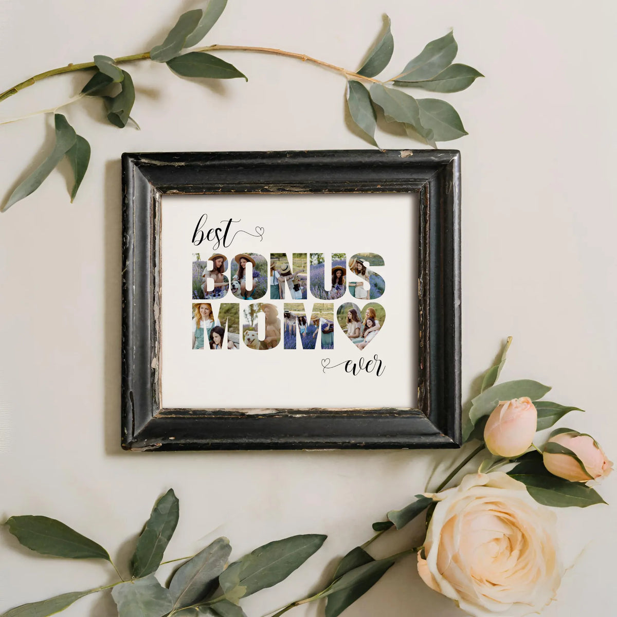 Easy DIY Bonus Mom Photo Word Collage Personalized Mothers Day Gift for Stepmom by Playful Pixie Studio