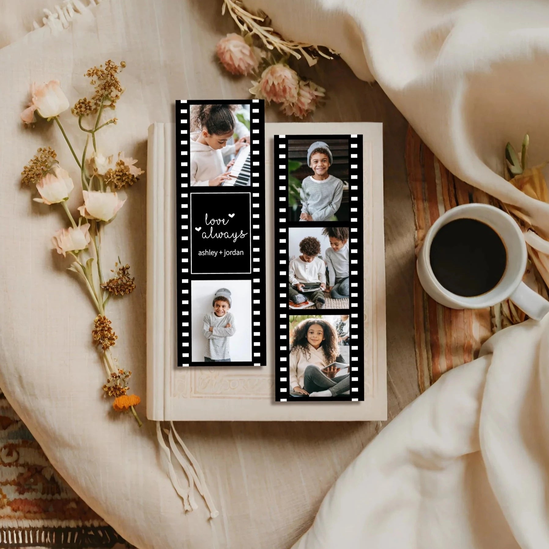 Editable Film Strip Custom Bookmark Template Do It Yourself Gifts by Playful Pixie Studio