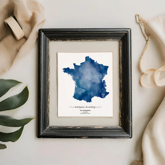 Editable France Honeymoon Map Template Personalized Gift for Couple by Playful Pixie Studio