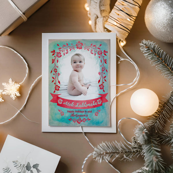 Mele Kalikimaka Photo Card with Winter Props