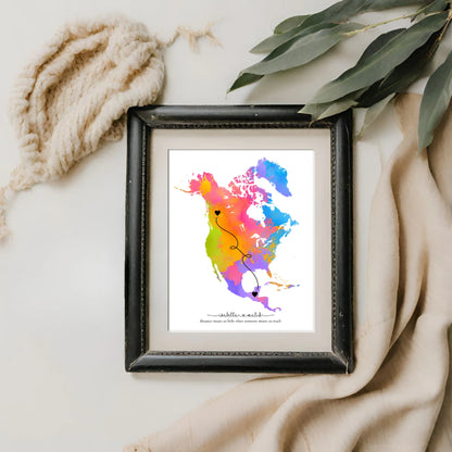 DIY Personalized North America Map Long Distance Relationship Gift for Boyfriend