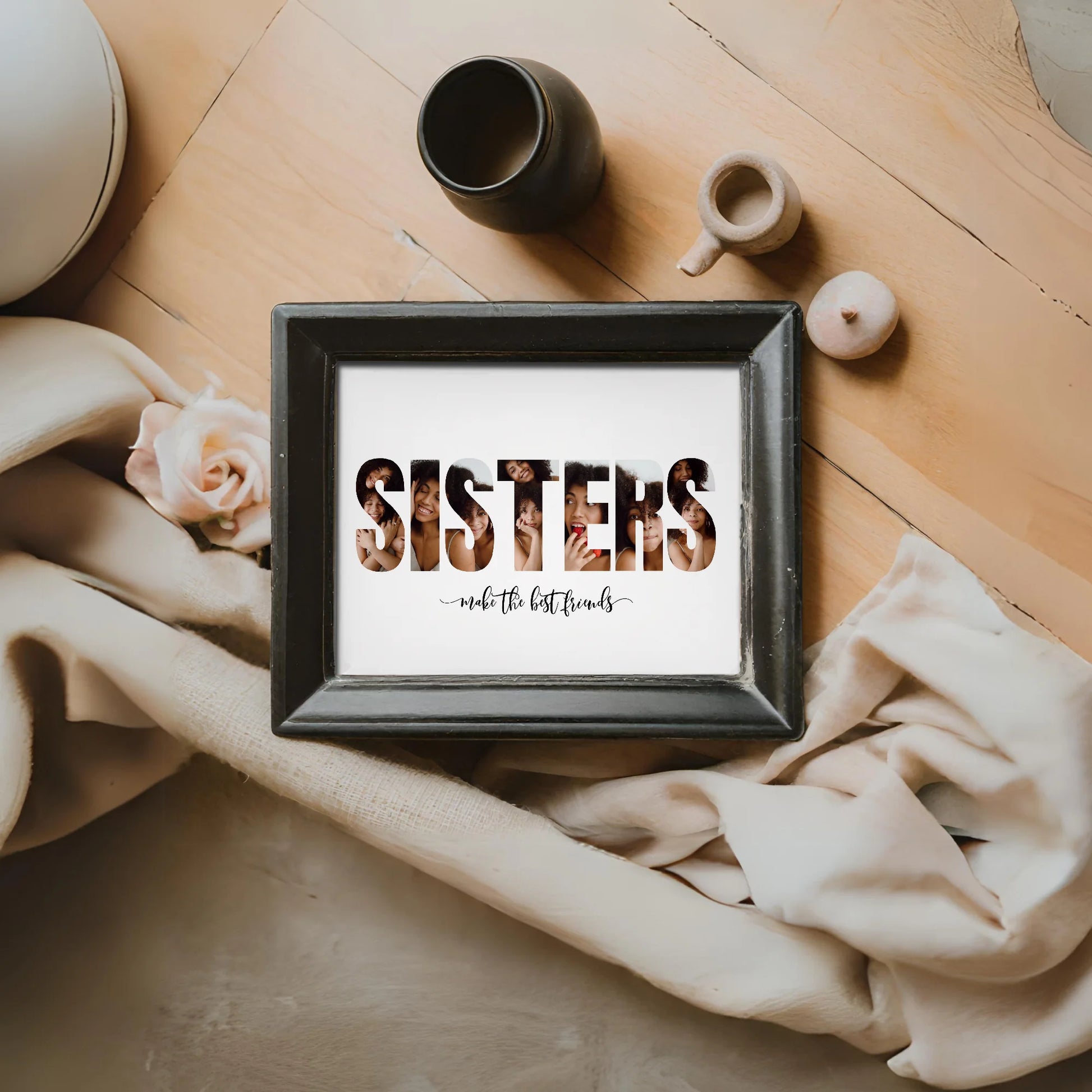 Sisters Editable Collage Template Last Minute Custom Photo Gifts from Sister