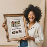 Woman holding frame photo collage