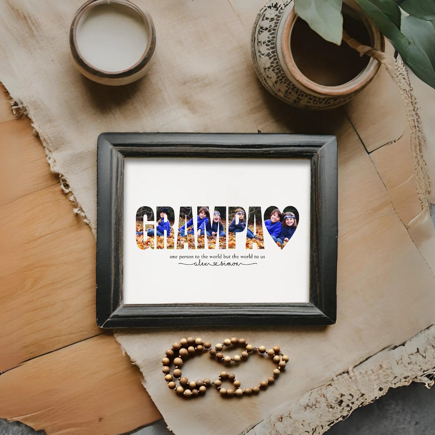 Custom grampa photo collage template fathers day gift for him