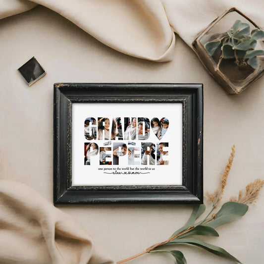 Editable Grand Pepere Photo Collage Template Custom Fathers Day Gift by Playful Pixie Studio