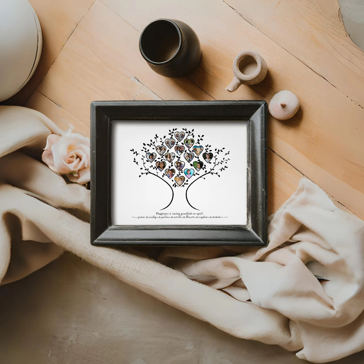 Family Tree Grandkids Photo Collage Template Last Minute Birthday Gift for Grandma