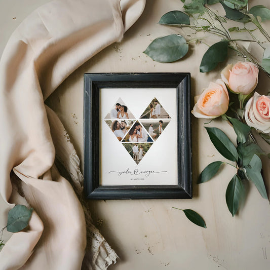 Editable Heart Photo Collage Template Personalized Anniversary Gift by Playful Pixie Studio