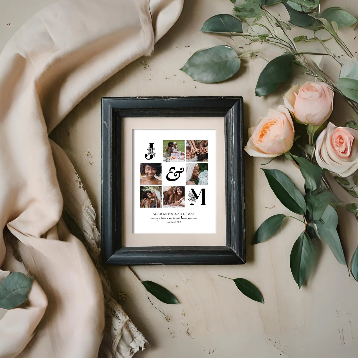 DIY Initials Photo Collage Template Anniversary Gift for Couple