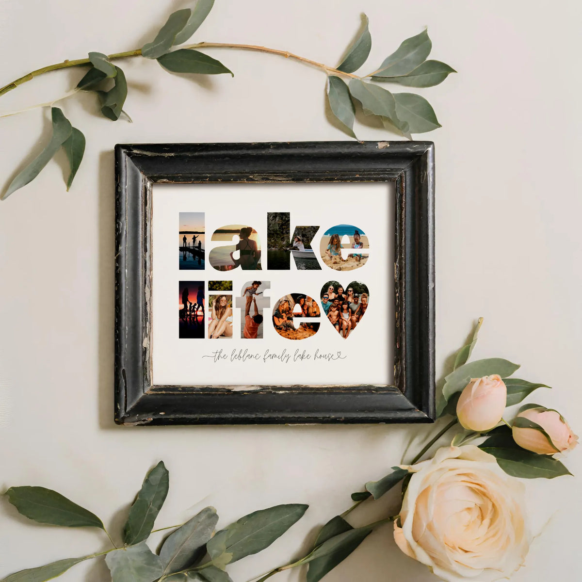 Editable Lake Life Photo Collage Template Personalized Lake House Sign by Playful Pixie Studio