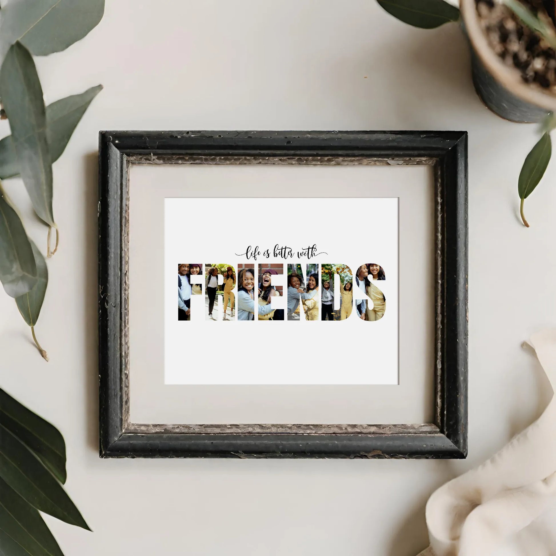 Editable Friends Word Collage Last Minute Unique Photo Gift for Best Friend