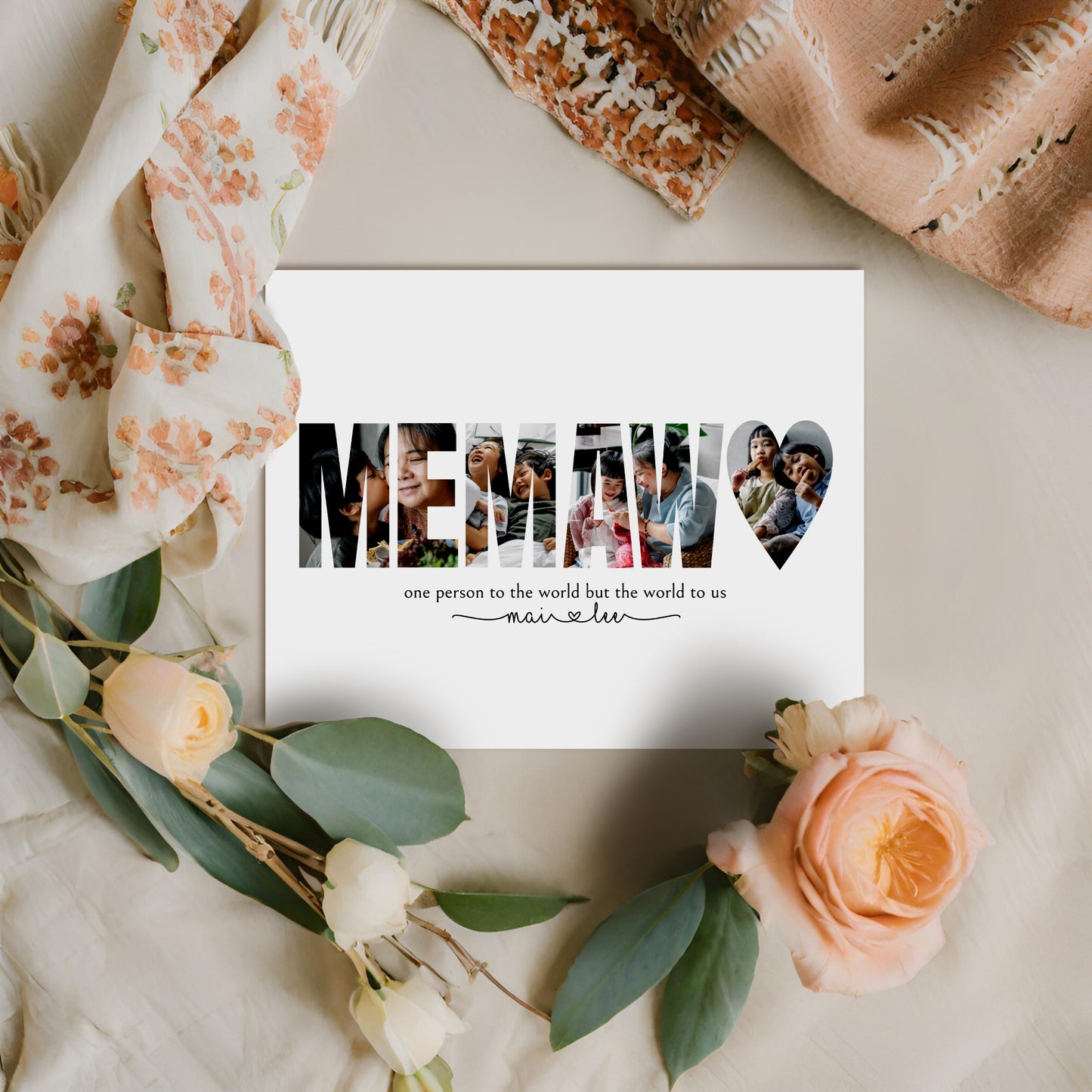Memaw Photo Collage Gift Editable Template DIY Mothers Day Gifts for Grandma
