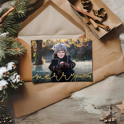 DIY Merry Everything Holiday Photo Card Greetings on a Budget