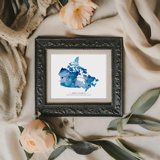 Quick Editable Navy Canada Map Personalized Long Distant Gift for Best Friend
