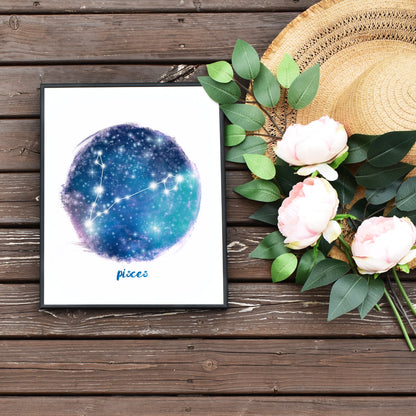 Pisces Zodiac Wall Art Download Affordable Home Decor