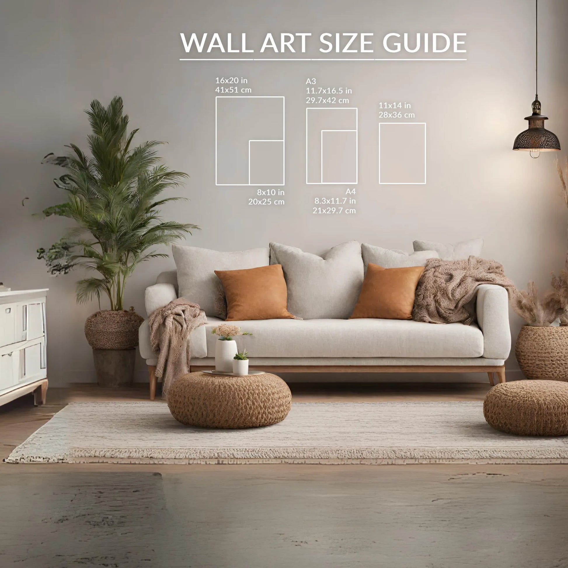 Editable Collage Template Wall Art Size Guide