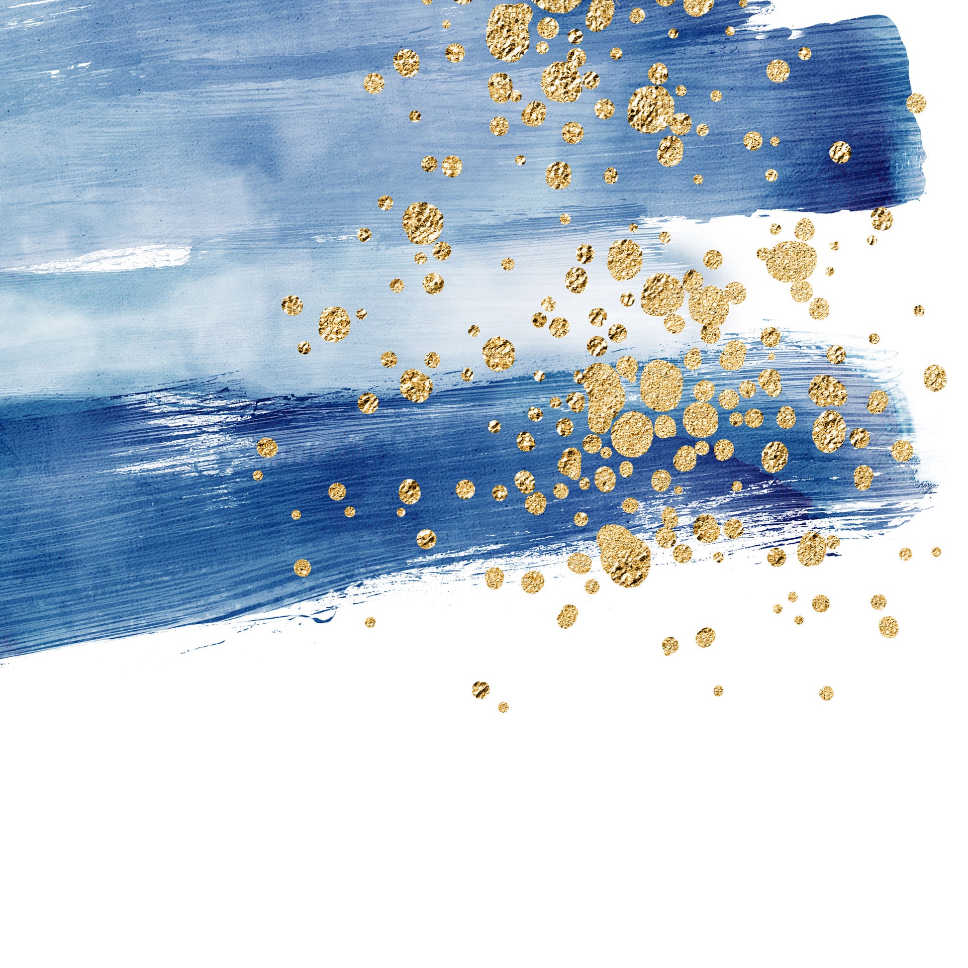 Blue Brushstrokes and Gold Splatter Up Close