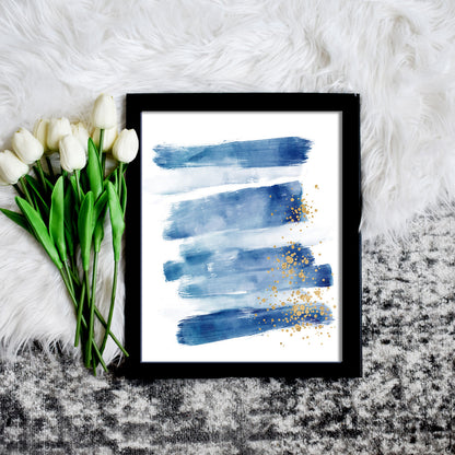Blue Brushstrokes Printable Wall Art
